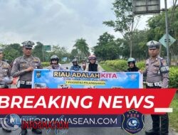 Sat Lantas Polres Siak Sosialisasi dan Bagikan Brosur Lomba Konten Video Dalam Rangka Program Riau adalah KITA Kota Indah Tertib dan Aman