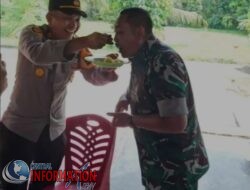 Kapolsek Pangkalan Lesung Beri Surprise Tumpeng pada Koramil 04 Pangkalan Kuras.