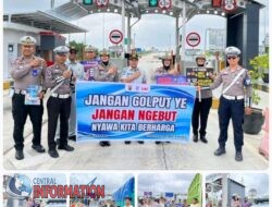 Ditlantas Polda Riau Gelar Kampanye Keselamatan Dan Cooling Sistem 2024 Di Jalan Tol Sungai Pinang.