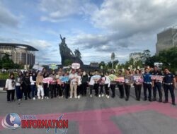 Dirlantas Polda Riau Sambangi Pengunjung Car Free Day Sampaikan Pesan Edukasi Kamtibmas Dan Kamseltibcarlantas.