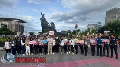 Dirlantas Polda Riau Sambangi Pengunjung Car Free Day Sampaikan Pesan Edukasi Kamtibmas Dan Kamseltibcarlantas.