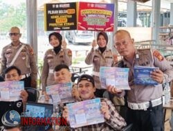 Ditlantas Polda Riau Gelar Kampanye Keselamatan di Terminal Bandar Raya Payung Sekaki Pekanbaru.