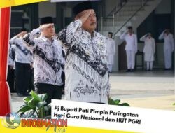 Pj Bupati Pati  , Sujarwanto Pimpin Peringatan Hari Guru Nasional dan HUT PGRI di Lapangan SMA PGRI 1 Pati.