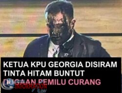 Dianggap tak Netral Ketua Komisi Pemilihan Umum Pusat (CEC) Georgia, Giorgi Kalandarishvili disiram tinta .