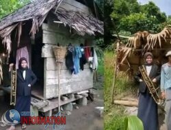 Rayakan dengan Foto di Depan Rumah Gubuknya, Tunjukkan Perjuangan Orang Tua di Ollot Sulawesi.