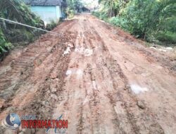 kepala dusun VIII desa teluk dalam telah tutup mata mengenai jalan yang rusak akibat mobil proyek.