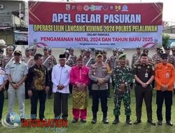 Kapolres Pelalawan Pimpin Apel Gelar Pasukan Operasi Lilin  Lancang Kuning 2024 Untuk Amankan Perayaan Natal dan tahun Baru.