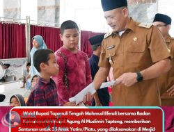 Wakil Bupati Tapteng Bersama BKM Mesjid Agung Al Muslimin Pandan  Santuni Anak Yatim/Piatu