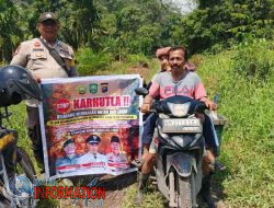 Polsek Tualang Laksanakan Patroli Roda Dua dan Sosialisasi Antisipasi Karhutla di Kampung Pinang Sebatang Timur.