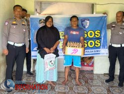 Sambut HUT Bhayangkara 79, Sat Lantas Polres Tapteng Bagikan Bantuan Sembako Kepada Korban Lakalantas