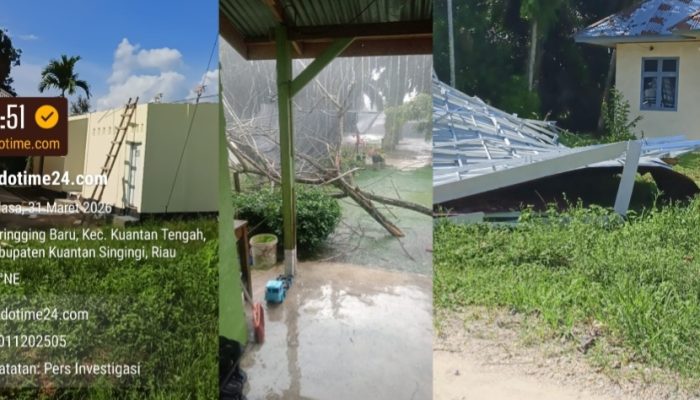 Angin Kencang Terjang Desa Geringging Baru, Fasilitas Umum Rusak hingga Rumah Tertimpa Pohon